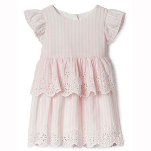 Baby Gap NWT Pink White Stripe Flutter Eyelet Dress